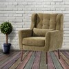 TiramisuBest Modern Chenille Accent Chair,Soft Padded Lounge Armchair with Pillow & Solid Wood Legs for Living, Bedroom, Blackish Green - 3 of 4