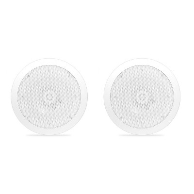  Pyle 8 Inch 400 Watt 2 Way Indoor/Outdoor Weather Resistant In Wall/In Ceiling Stereo Speaker for Home Audio Sound System, 1 Pair, White 