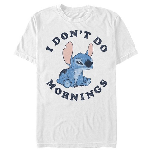Men's Lilo & Stitch Experiment 626 I Don't Do Mornings T-shirt - White - 3x  Large : Target