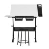 2pc Fusion Craft Center Black/White - Studio Designs: Modern Adjustable Angle Drawing Desk with Drawer, Metal Frame - 2 of 4