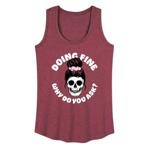 Women's - Instant Message - Doing Fine Why Do You Ask Graphic Racerback Tank - 1 of 4