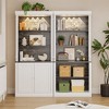 Tall Storage Bookcase with 3-Tier Open Shelves and Double Door, Roman Column Design and 4 Adjustable Lights, White - 4 of 4