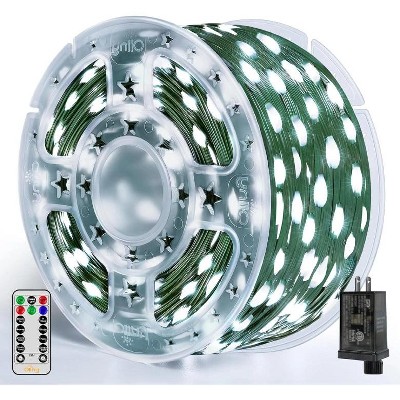 Ollny 800 LED Cool White IP67 Waterproof Christmas String Lights (Green Wire, Plug in, 8 Modes)