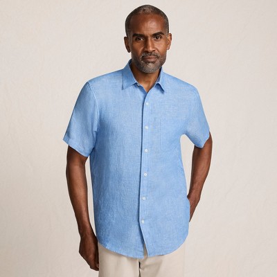 Lands' End Men's Traditional Fit Short Sleeve Linen Shirt