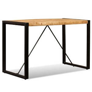vidaXL Industrial Dining Table with Stable Steel Legs and Polished Rough Mango Wood - Matte Finish - Easy Assembly - 47.2" - 1 of 4