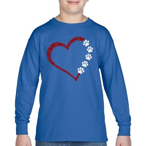 LA Pop Art Meow Heart - Boy's Word Art Long Sleeve T-Shirt - 1 of 4