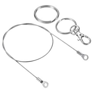 Unique Bargains Lanyard Cable Rope with Key Ring Keychains Silver 4 Pcs - 1 of 4