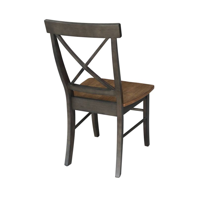 Set of 2 X Back Chairs with Wood Seat Hickory Brown - International Concepts, 6 of 12