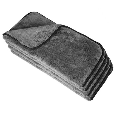 Unique Bargains 1200GSM Highly Absorbent Microfibre Car Drying Towel  15.75x15.75 Gray Black 4 Pcs