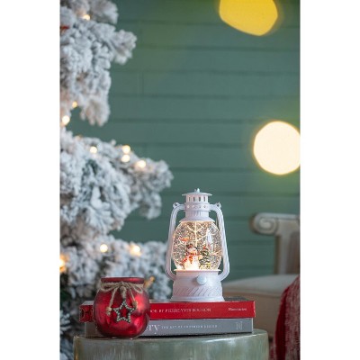 YOOCOZZ Christmas Ornaments Decor-4.7x4.7x8.3" Xmas Plastic/Resin Lantern, Snowman & Tree Led/Water Spinning/6 Hours Timer, 3*AA Batteries Required