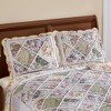 Collections Etc Diamond Patchwork Enchanted Garden Pillow Sham 26" x 20" x 0.14" Green - 2 of 2