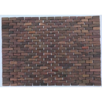27.9"X19.5" Teak Bath Rug Mocha Brown - Hip-o Modern Living: Handmade, Geometric, Recycled Rubber Backing