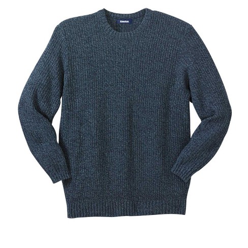 KingSize Men's Big & Tall Shaker Knit Crewneck Sweater - Tall - 9XL, Navy  Marl Blue