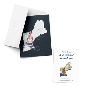 New England Greeting Card & Enambel Pin by Ramus & Co - 1 of 4