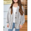 Girls Cable Knit Sweater Cardigan Front Button Cardigan with Side Pockets Above Knee Cardigan for Girls Winter Knitwear,Gray - S - 4 of 4