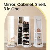 SONGMICS 6 LEDs Lockable Mirror Jewelry Cabinet, Jewelry Organizer, Standing Jewelry Armoire, Frameless Full-Length Mirror, 3 Storage Shelves - 2 of 4
