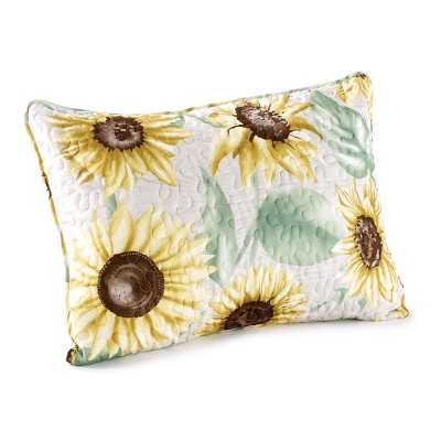 Lakeside Sunflower Pillow Sham with Vermicelli Stitching - Standard Size Cover