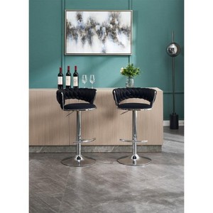 Lyngins Office & Bar Counter Height Bar Stool Set of 2,Modern Swivel Bar Stools with Chrome-Plated Metal Base, Height Adjustable Velvet Counter Stools - 1 of 4