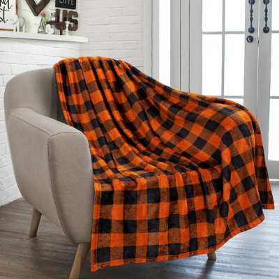 plaid orange black