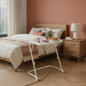 Homy Casa Adjustable Folding Snack & Laptop Tray for Sofa, Bed & Coffee Moments, White - 1 of 4