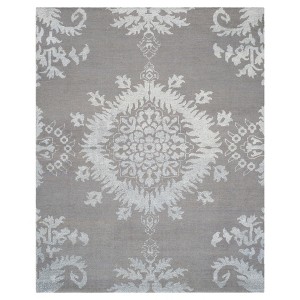 Gray Botanical Knotted Area Rug - (8