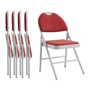 Folding Dining Chairs, Portable Commercial Seat with Metal Legs & Non-Slip Feet Pads, Linen Foldable Chairs for Home Office Party - 1 of 4
