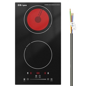 ZACHVO 3000W ZACHVO 12 Inch 2 Burners Ceramic Black Hybrid Electric Cooktop with Slider&Sensor Touch Control, 220-240v, UL Certified - 1 of 4