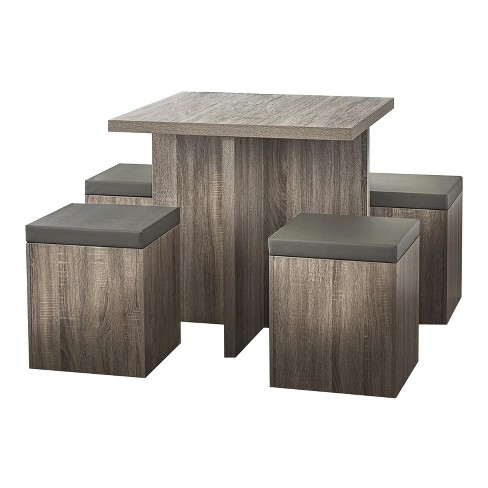 SKONYON 5 Piece Dining Table Set for One Dining Table and 4 Storage Ottomans - image 1 of 4