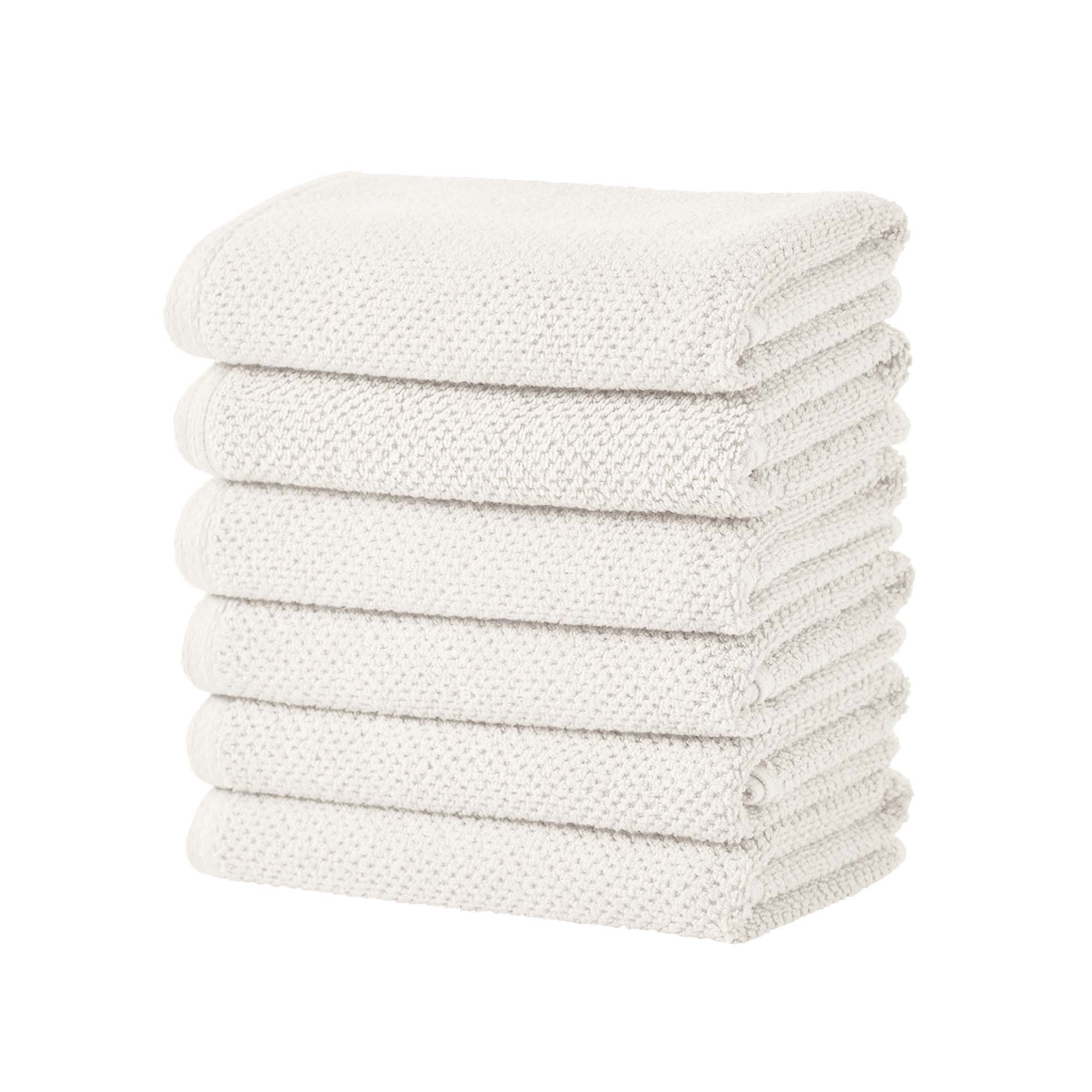 Cotton Quick Dry Loop Textured Bath Towel - Great Bay Home (Ivory, Hand Towel - Set of 6)