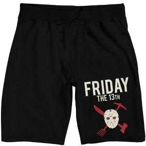 Friday the 13th Hockey Mask Men's Black Graphic Sleep Pajama Shorts - 1 of 4