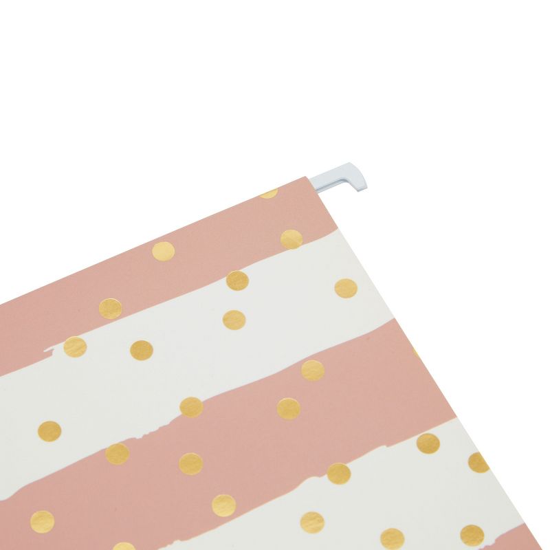 Paper Junkie 12 Pack Striped Decorative Hanging File Folders with 1/5 Tab, Gold Foil Dots, 3 Colors, 11.75 x 9 In, 3 of 9