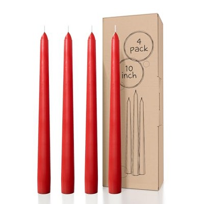 10 inch Taper Candles Set of 4 - Dripless Taper Candles and Unscented Candlesticks - Perfect as Dinner Candles and Household Candles