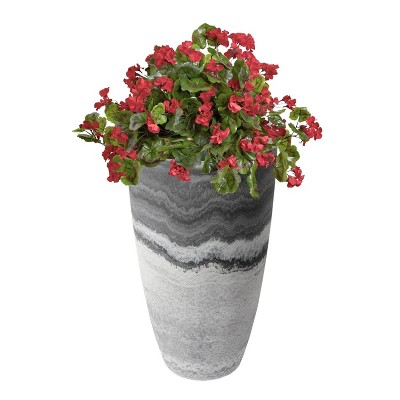 Acerra 12" x 20" Gray and White Stone Composite Patio Planter