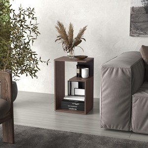 NicBex 25" High 3-Tier Shelf Side End Table,Dark Walnut Coffee Table End Table for Living Room,Bedroom - 1 of 4