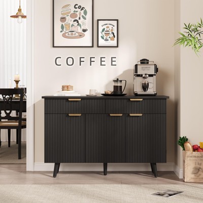 47" Sideboard Buffet Cabinet with Storage, Farmhouse Kitchen Storage Pantry, Adjustable Shelf