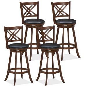 Tangkula 360° Swivel Barstools Set of 4 29" Bar Height Bar Chairs with Back & Footrest - 1 of 4