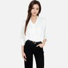 Anna-Kaci Women's V-Neck Blouse with 3/4 Lantern Sleeves and Ruffle Cuffs - 2 of 4