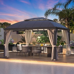 EROMMY 12'x14' Hardtop Gazebo, Permanent Outdoor Aluminum Patio Gazebo with Aluminum Composite Double Roof for Patio Lawn and Garden - 1 of 4