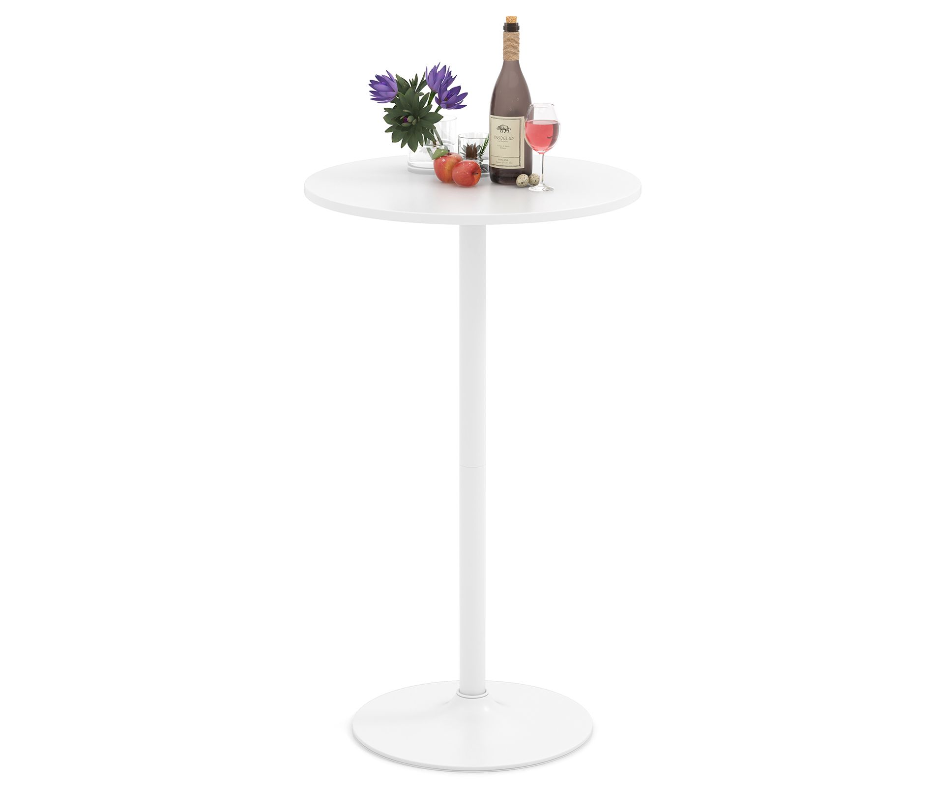 Tangkula Round Bar Table w/ Adjustable Height & Metal Base Modern Style for Living Room