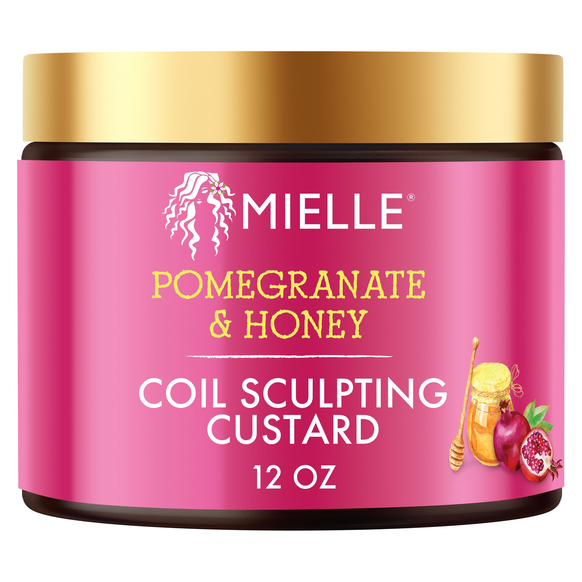 Mielle Organics Pomegranate & Honey Coil Sculpting Custard - 12oz: Texturizing Hair Treatment, Cream Form, For Curly Hair
