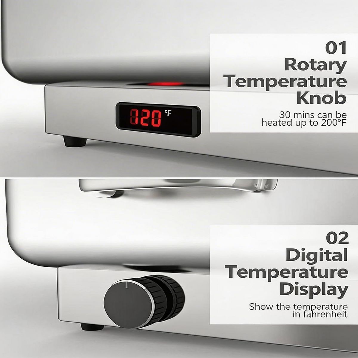 Electric Chafing Dish Buffet, 3 × 3 QT Food Warmer with Stainless Steel Lid, 400W Temperature Control 86-200°F Chafer For Catering Parties - thumbnail 6