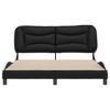 vidaXL Black and White Faux Leather Queen Bed Frame - Plywood Slats, PP Fiber Headboard Cushion, Wave Design, 59.8"x79.9" - 3 of 4