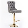 Velvet Bar Stools Set of 2 with Adjustable 25-33" Height, Tufted Back, Swivel, and Metal Base for Home, Pub, or Kitchen Island - 3 of 4