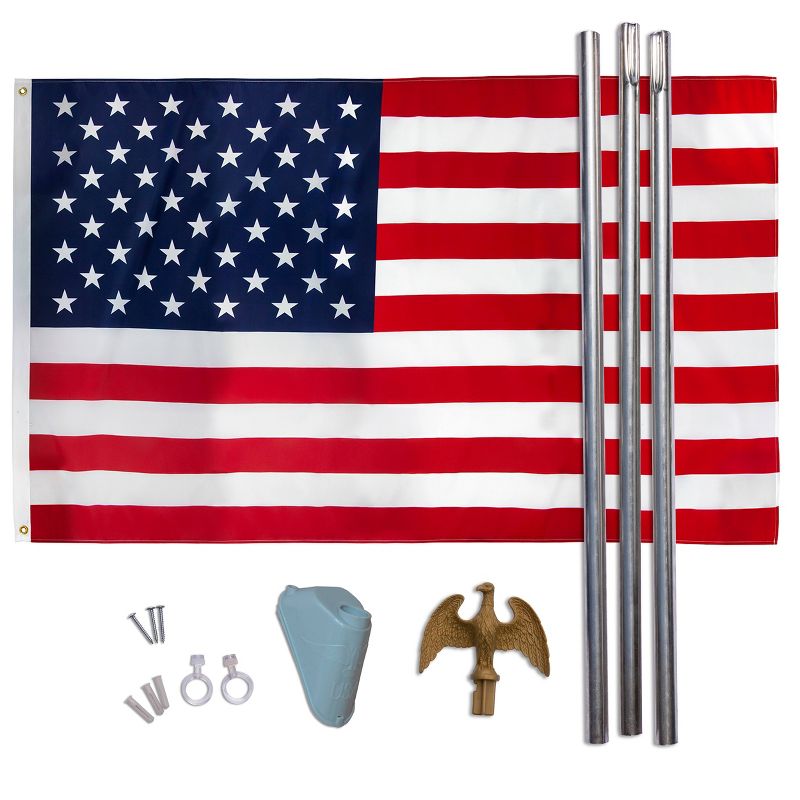Valley Forge Flag 3&#39;x5&#39; Repreve U.S. Flag Set with 6&#39; Steel Flag Pole, 1 of 5
