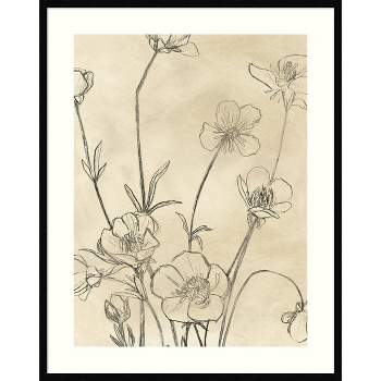 32" x 41" Vintage Wildflowers I by June Erica Vess Framed Wall Art Print Black - Amanti Art