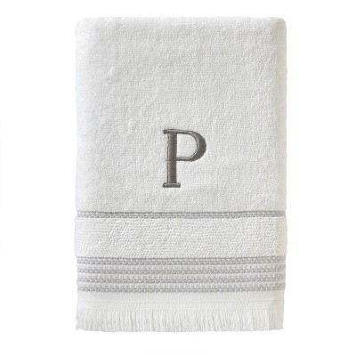SKL Home By Saturday Knight Ltd Casual Monogram Bath Towel - 28" x 54", White