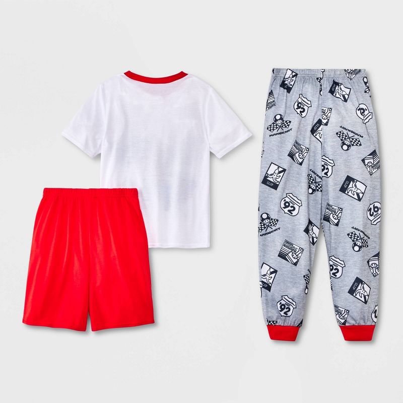Boys' Super Mario 3pc Pajama Set - Red/White/Gray, 2 of 5