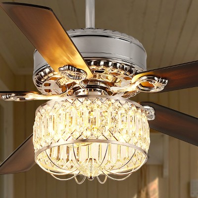 Kviflon 52 Inches Downrod Ceiling Fan with Light,Crystal Ceiling Fan Light for different decor needs,for Kitchen,Dining Room,Bedroom