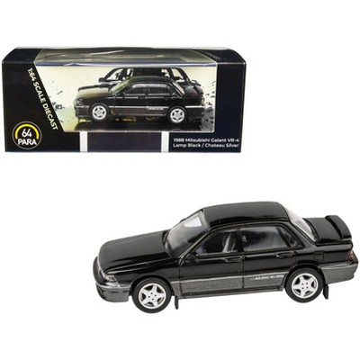 1988 Mitsubishi Galant VR-4 Lamp Black and Chateau Silver 1/64 Diecast Model Car by Paragon Models