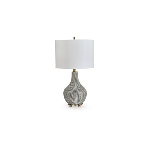 Signature Design by Ashley Judlen Ceramic Table Lamp, Gray Crackle Base with Gold-Finish Accents, Drum Shade - 1 of 4